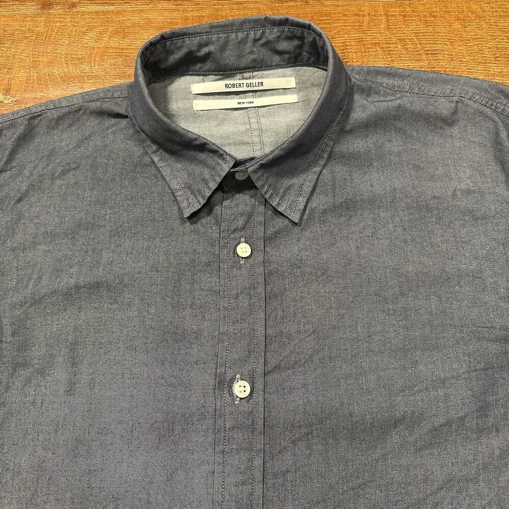 Robert Geller Button Up Shirt Men M Gray Long Sleeve Cotton Made In Japan Luxury